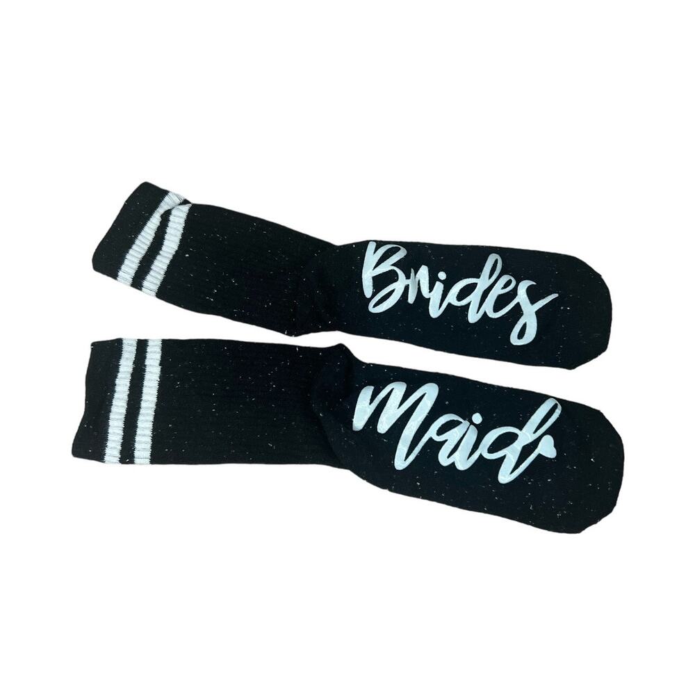 Black and White Bridesmaid Socks Wedding Gift Bachelorette Party Favor Grip Sock